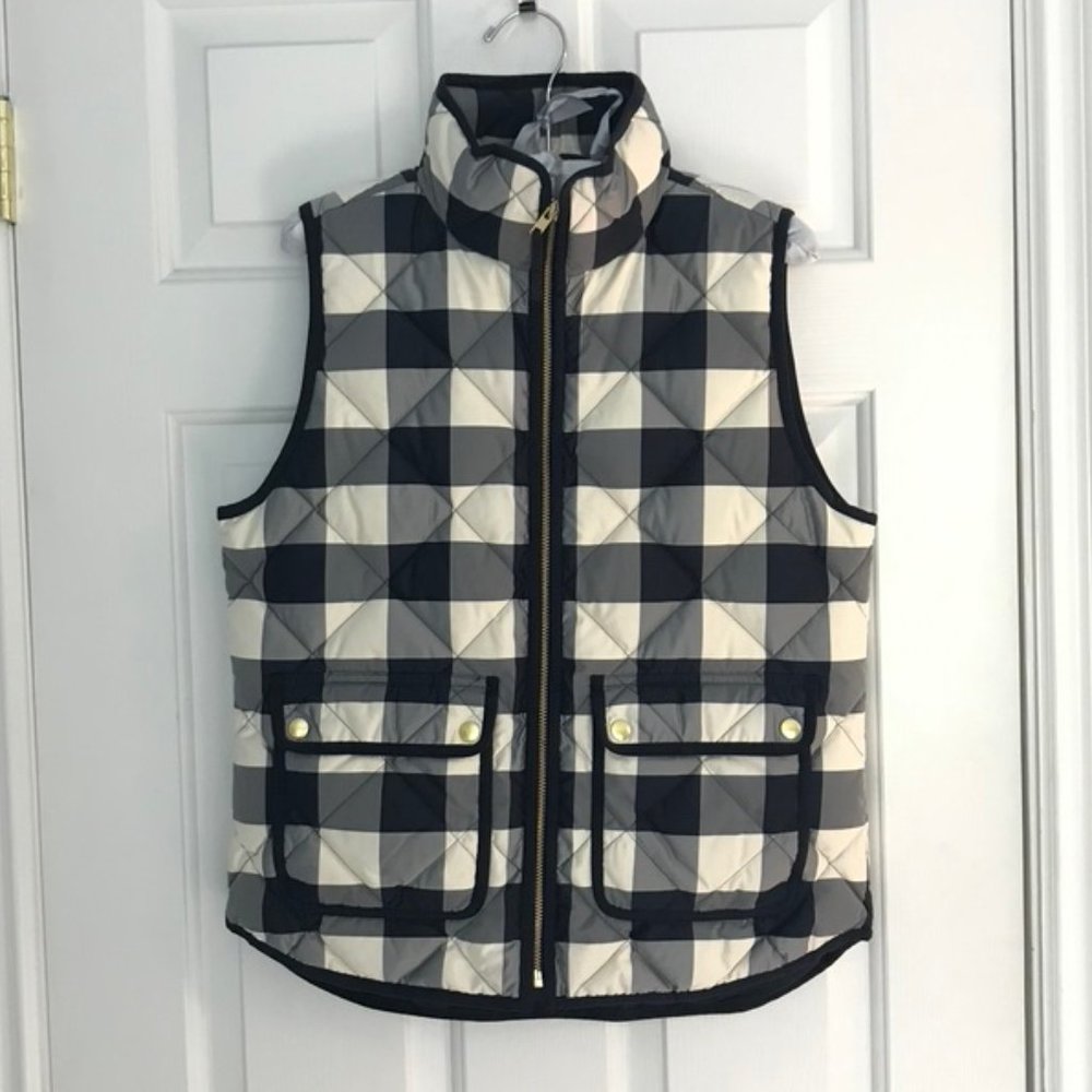 J. Crew Navy and White Plaid Vest